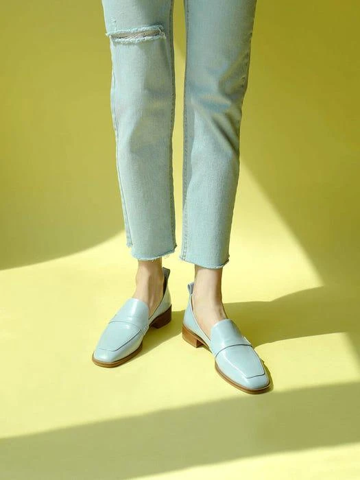 商品CHAUSSURE LAPIN|Tiempo Slip-on Loafers in Wrinkled Baby Blue,价格¥2160,第1张图片