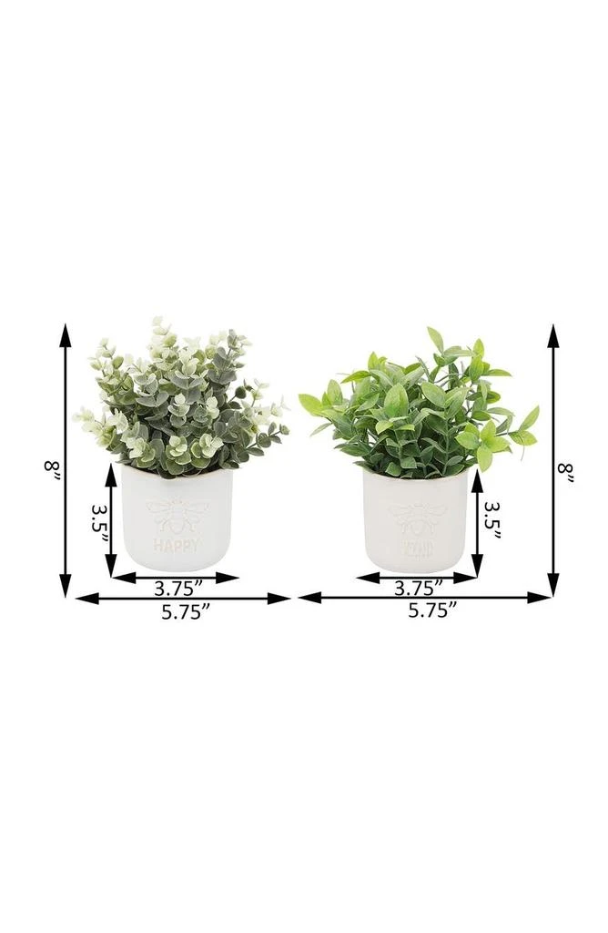 商品FLORA BUNDA|Bee Kind Ceramic Tea Leaf + Bee Happy Eucalyptus in 3.75", Ivory, Set of 2,价格¥329,第2张图片详细描述