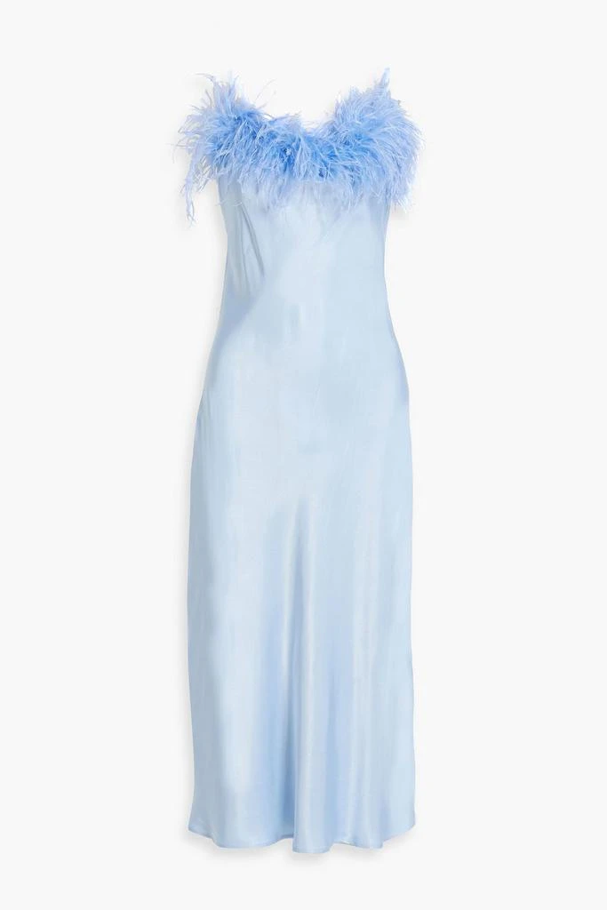 商品Sleeper|Feather-embellished satin midi slip dress,价格¥1186,第1张图片