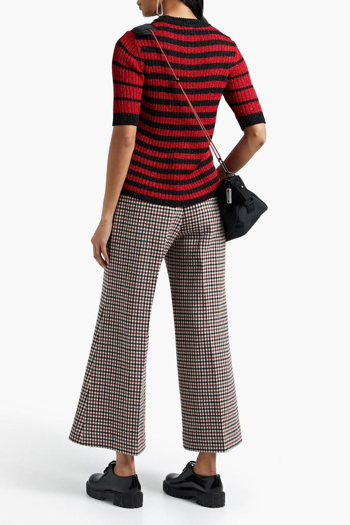 Ribbed striped metallic crochet-knit top商品第1张图片规格展示