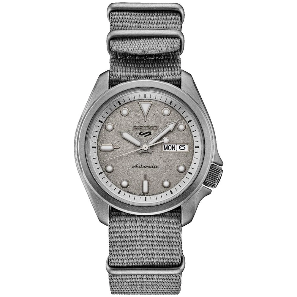 商品Seiko|Men's Automatic 5 Sports Gray Nylon Strap Watch 43mm,价格¥1842,第1张图片