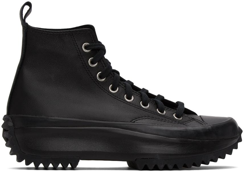 Black Leather Run Star Hike High Sneakers商品第1张图片规格展示