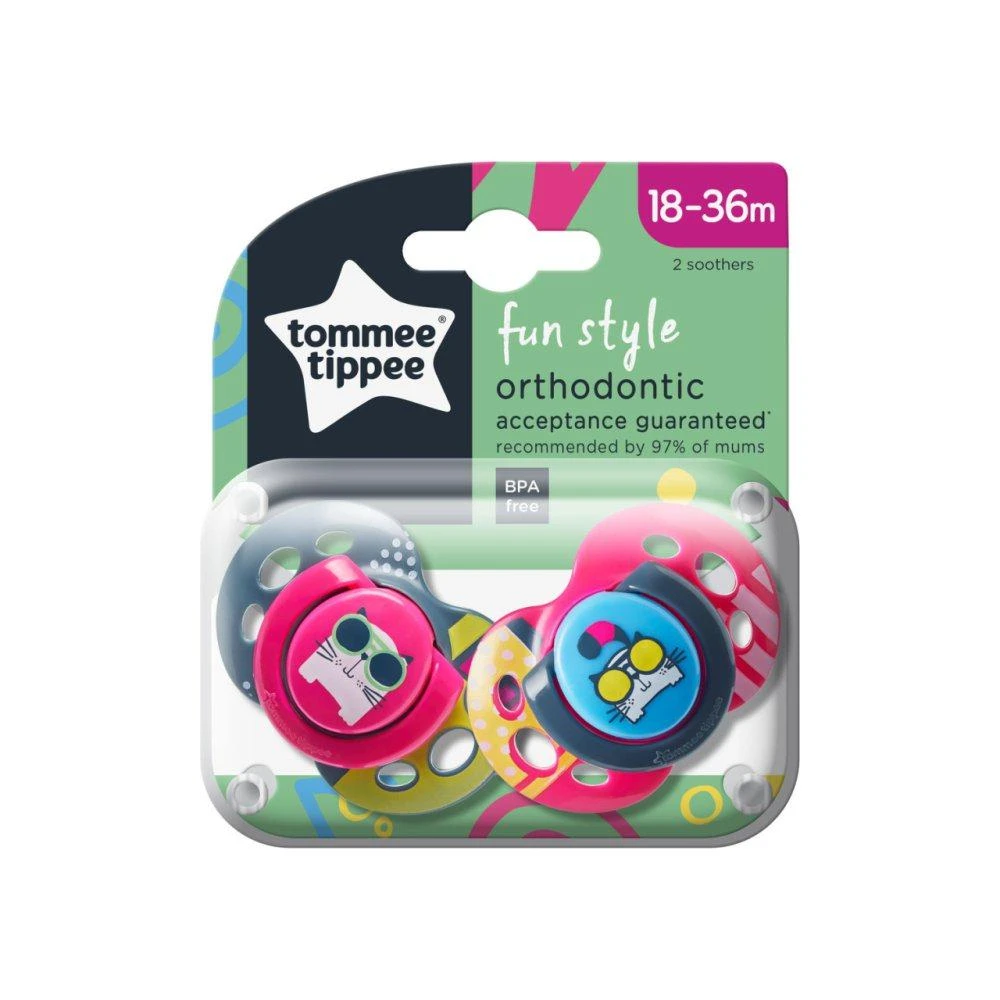 商品Tommy Tippee|Tommee Tippee 汤美星 猫咪宝宝安抚奶嘴18-36m (2pk) ,价格¥61,第1张图片