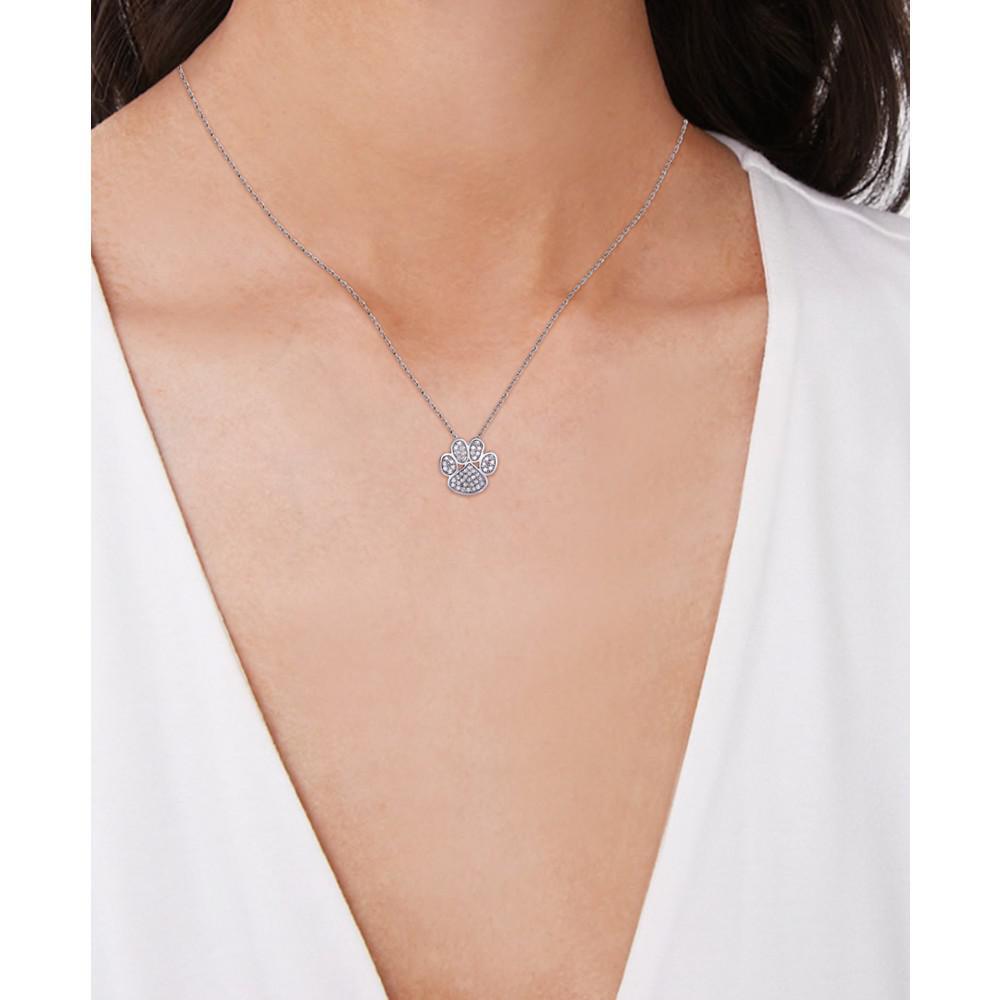 商品Macy's|Diamond 1/4 ct. t.w. Paw Print Pendant Necklace in Sterling Silver,价格¥4298,第5张图片详细描述