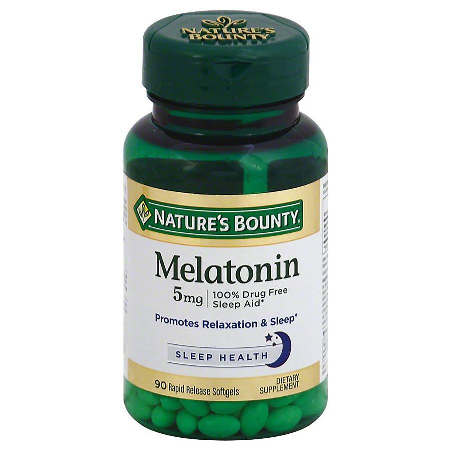 商品Nature's Bounty|Super Strength Melatonin 5 mg Dietary Supplement Softgels,价格¥109,第1张图片