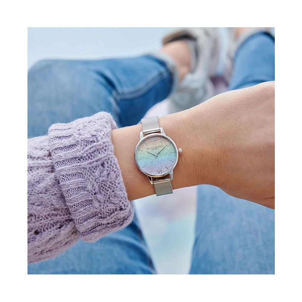 Women's Rainbow Stainless Steel Mesh Bracelet Watch 30mm商品第4张图片规格展示