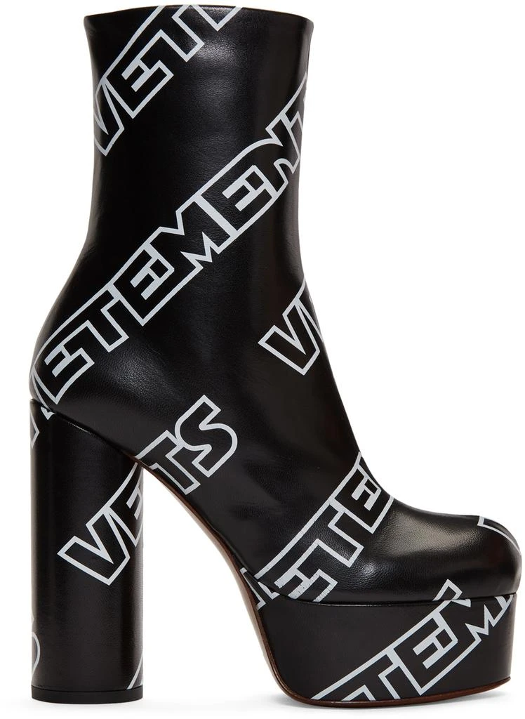商品Vetements|Black Printed Logo Platform Boots,价格¥3587,第1张图片
