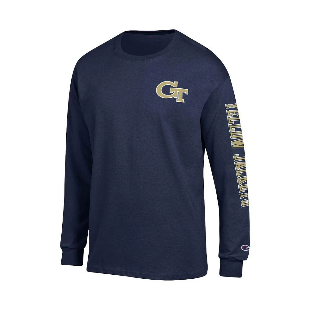 商品CHAMPION|Men's Navy Georgia Tech Yellow Jackets Team Stack Long Sleeve T-shirt,价格¥222,第3张图片详细描述