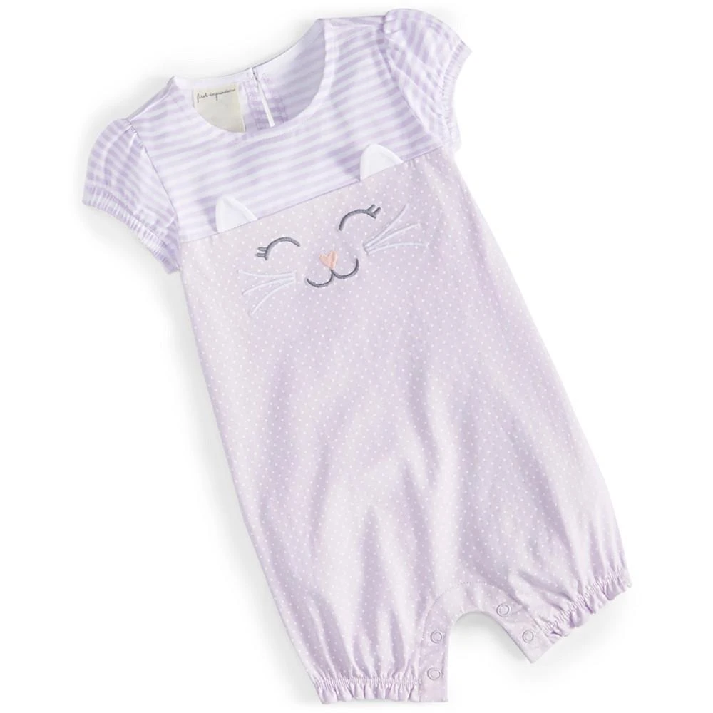 商品First Impressions|Baby Meow Embroidered Cotton Sunsuit, Created for Macy's,价格¥56,第1张图片