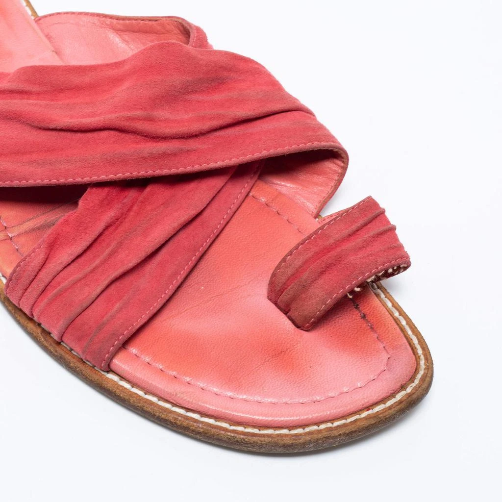 Manolo Blahnik Pink Suede Crisscross Flat Sandals Size 39.5  商品