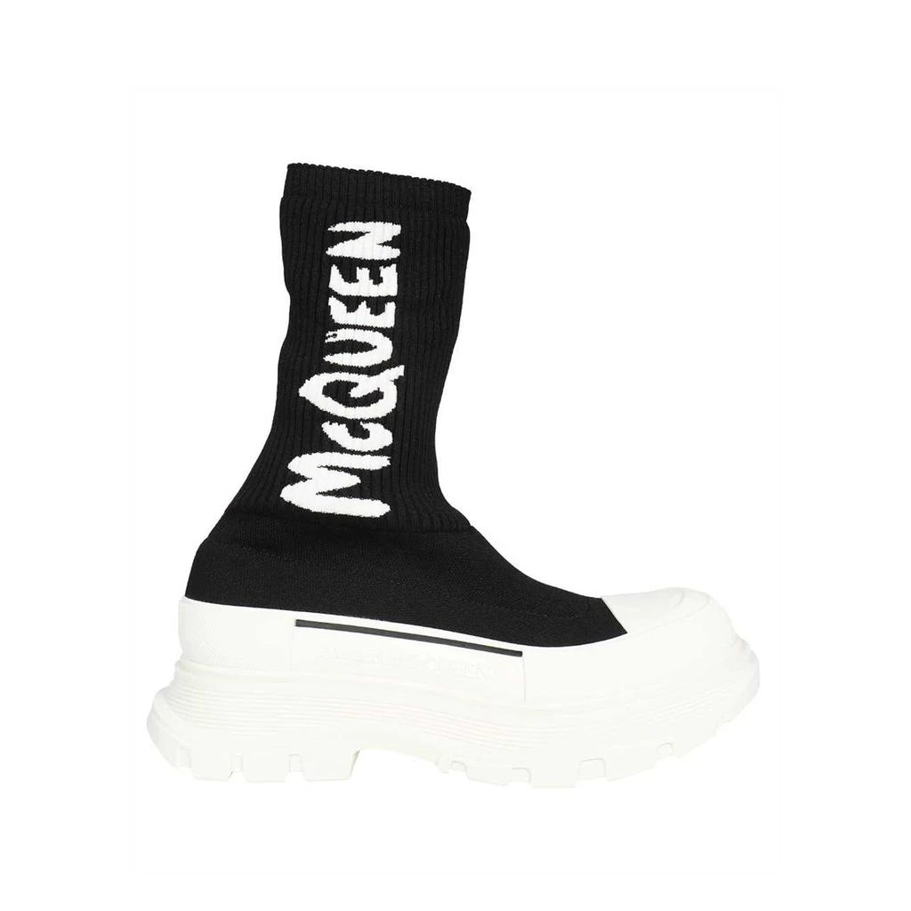 商品Alexander McQueen|Alexander Mcqueen Sock-Style Logo-Print Boots,价格¥2437,第1张图片