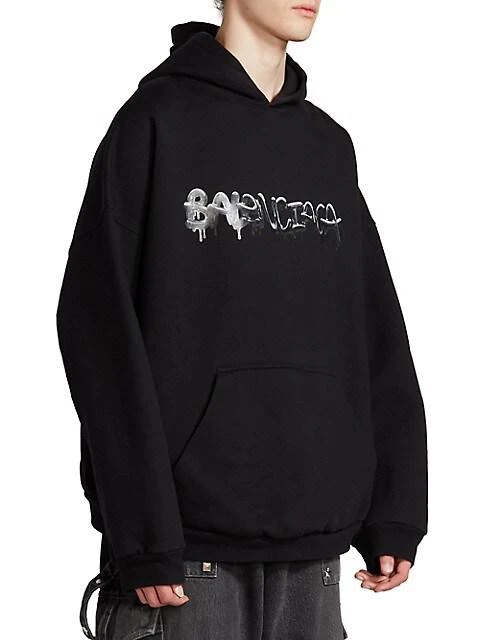 商品Balenciaga|Wide-Fit Logo Hoodie Sweatshirt,价格¥7878,第4张图片详细描述