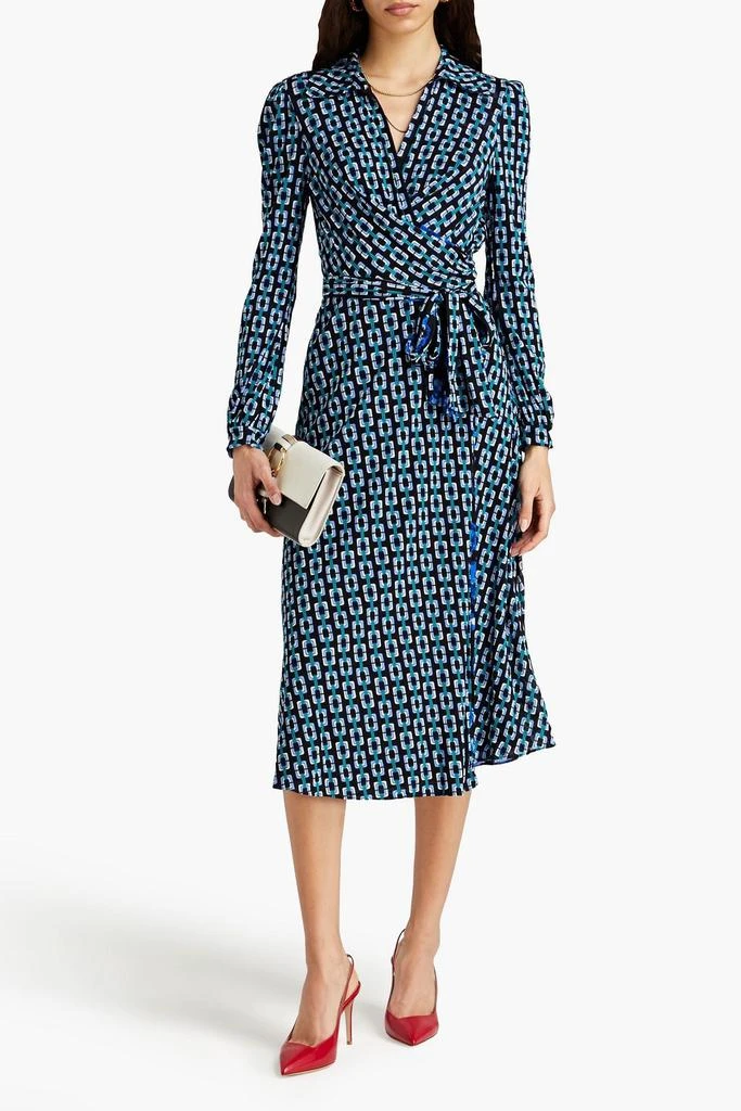 商品Diane von Furstenberg|Phoenix reversible printed stretch-mesh midi wrap dress,价格¥2377,第2张图片详细描述