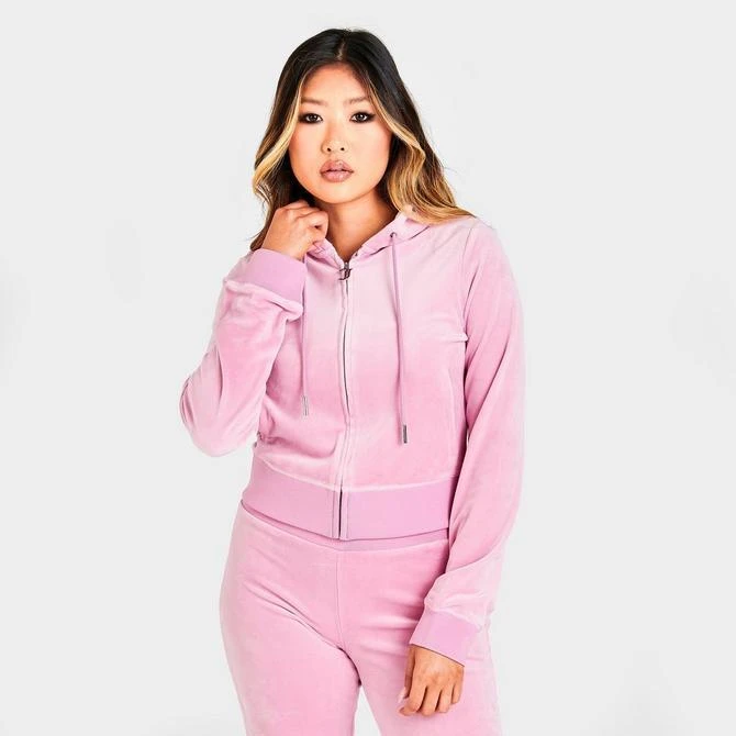 商品Juicy Couture|Women's Juicy Couture OG Big Bling Velour Zip-Up Hoodie,价格¥667,第3张图片详细描述