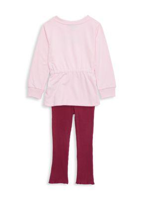Little Girl’s 2-Piece Sweatshirt & Leggings Set商品第2张图片规格展示
