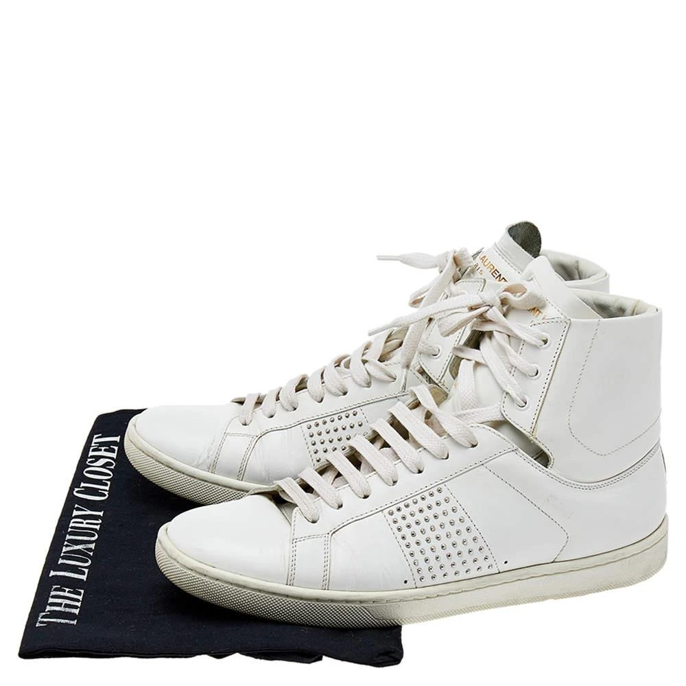 Saint Laurent White Leather Signature Court Classic SL/01H High Top Sneakers Size 37.5 商品