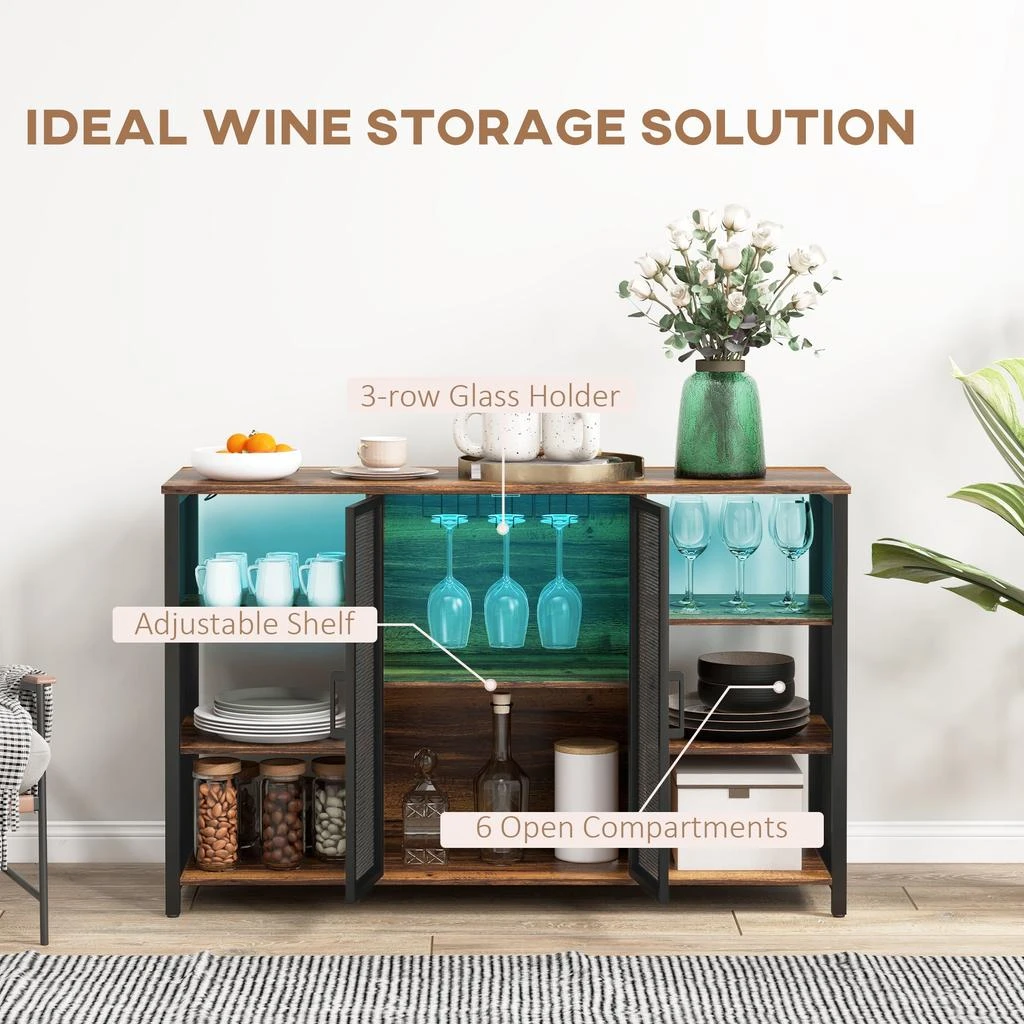 Streamdale LED Wine Cabinet with Charging Station Glass Holders 商品