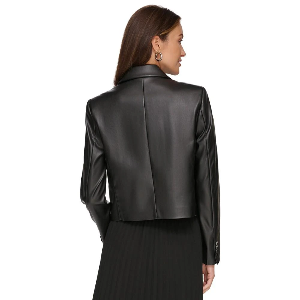 商品DKNY|Women's Cropped Double-Breasted Faux Leather Blazer,价格¥334,第2张图片详细描述