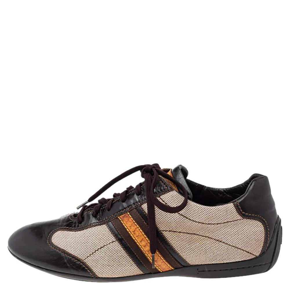 商品[二手商品] Louis Vuitton|Louis Vuitton Brown/Beige Canvas and Leather Low Top Sneakers Size 44,价格¥2941,第2张图片详细描述