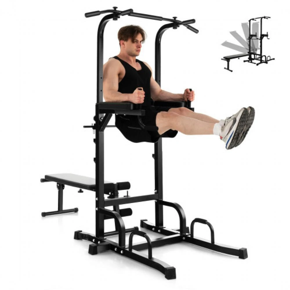 商品Hivvago|Power Tower Pull Up Bar Stand with Adjustable Heights and Bench,价格¥2051,第1张图片