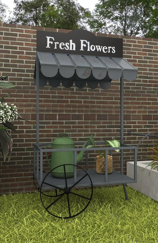 Black Metal Indoor & Outdoor Flower Cart Plant Stand 商品