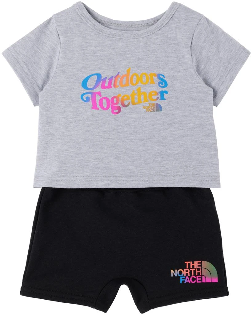 商品The North Face|Baby Gray & Black T-Shirt & Shorts Set,价格¥218,第1张图片