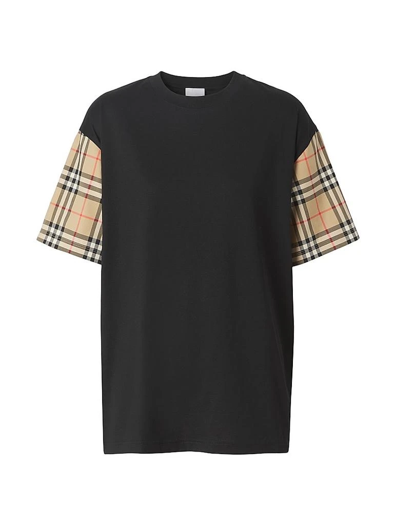 商品Burberry|Carrick Check Sleeve T-Shirt,价格¥3761,第1张图片