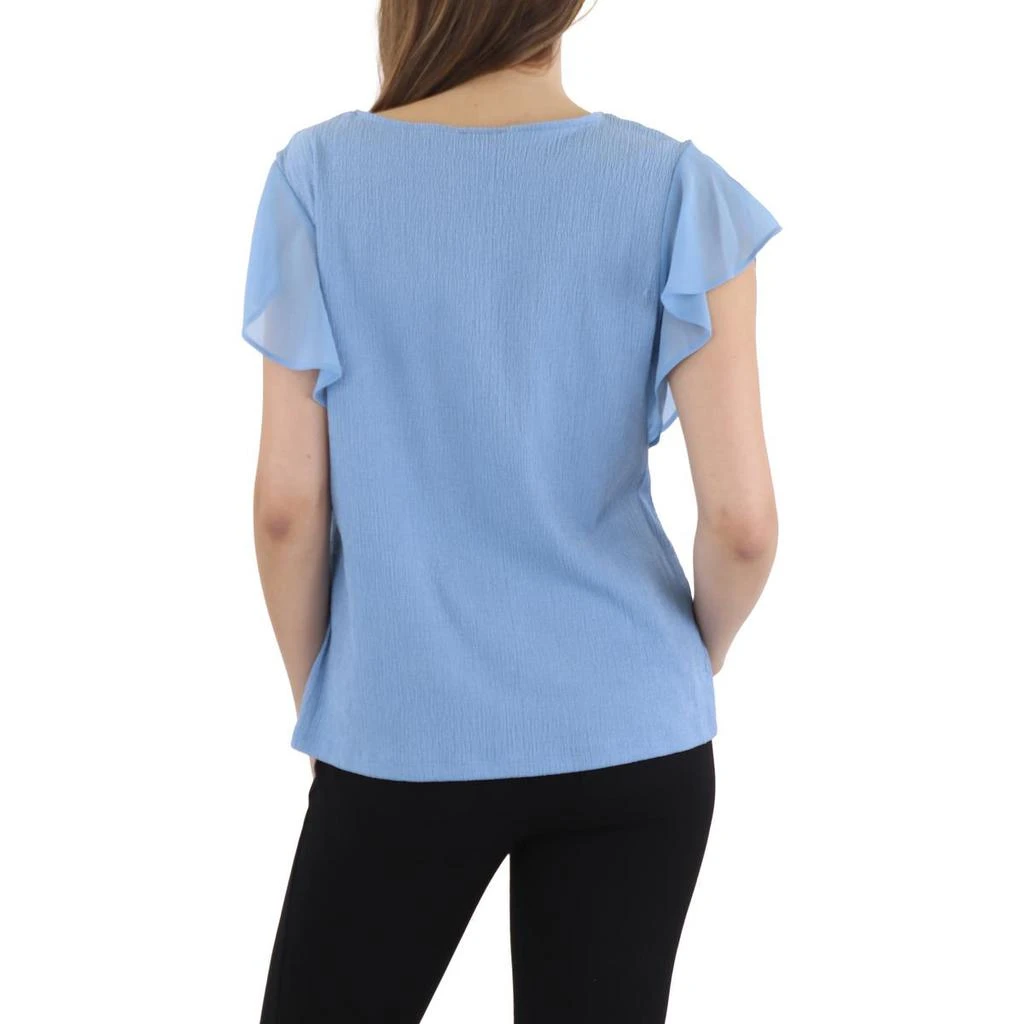 Calvin Klein Womens Chiffon Trim V Neck Blouse 商品