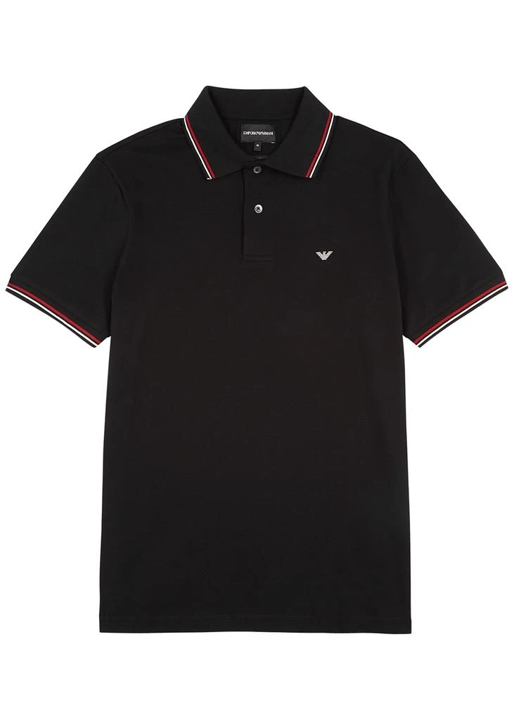 商品Emporio Armani|Black stretch-cotton polo shirt,价格¥940,第1张图片