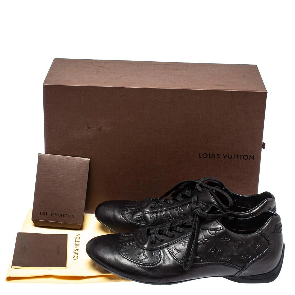 Louis Vuitton Black Monogram Embossed Leather Lace Up Sneakers Size 42 商品