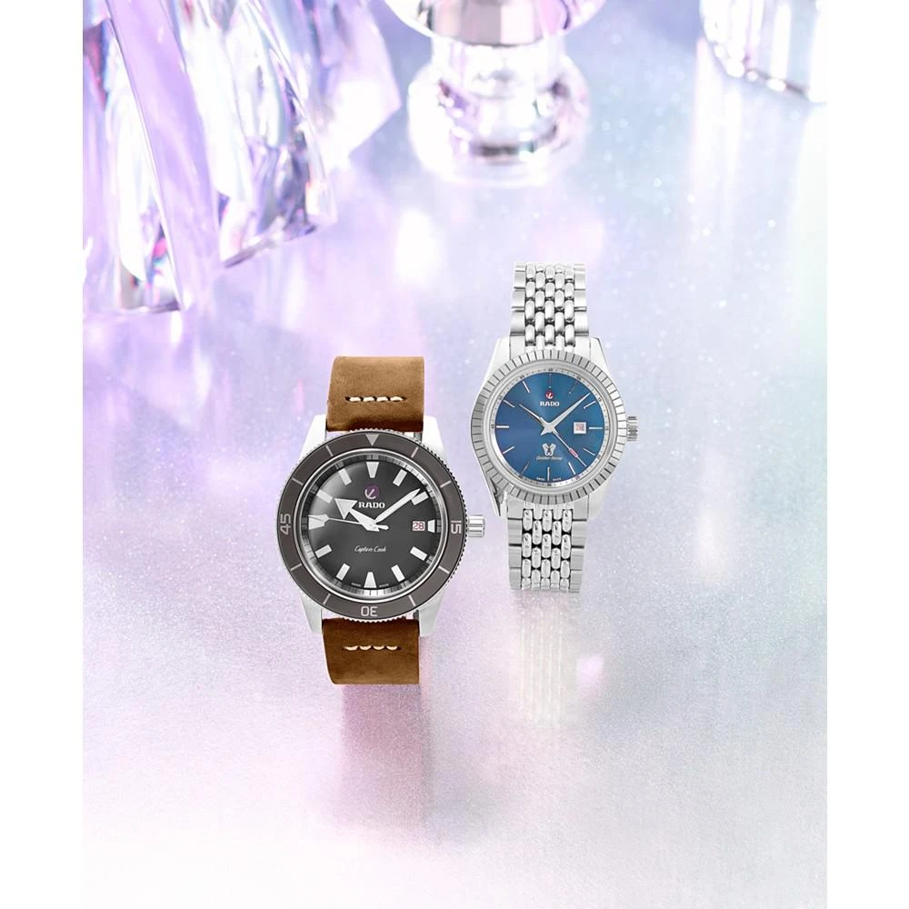 商品Rado|Men's Swiss Automatic Captain Cook Traditional Brown Leather Strap Diver Watch 42mm,价格¥15018,第5张图片详细描述