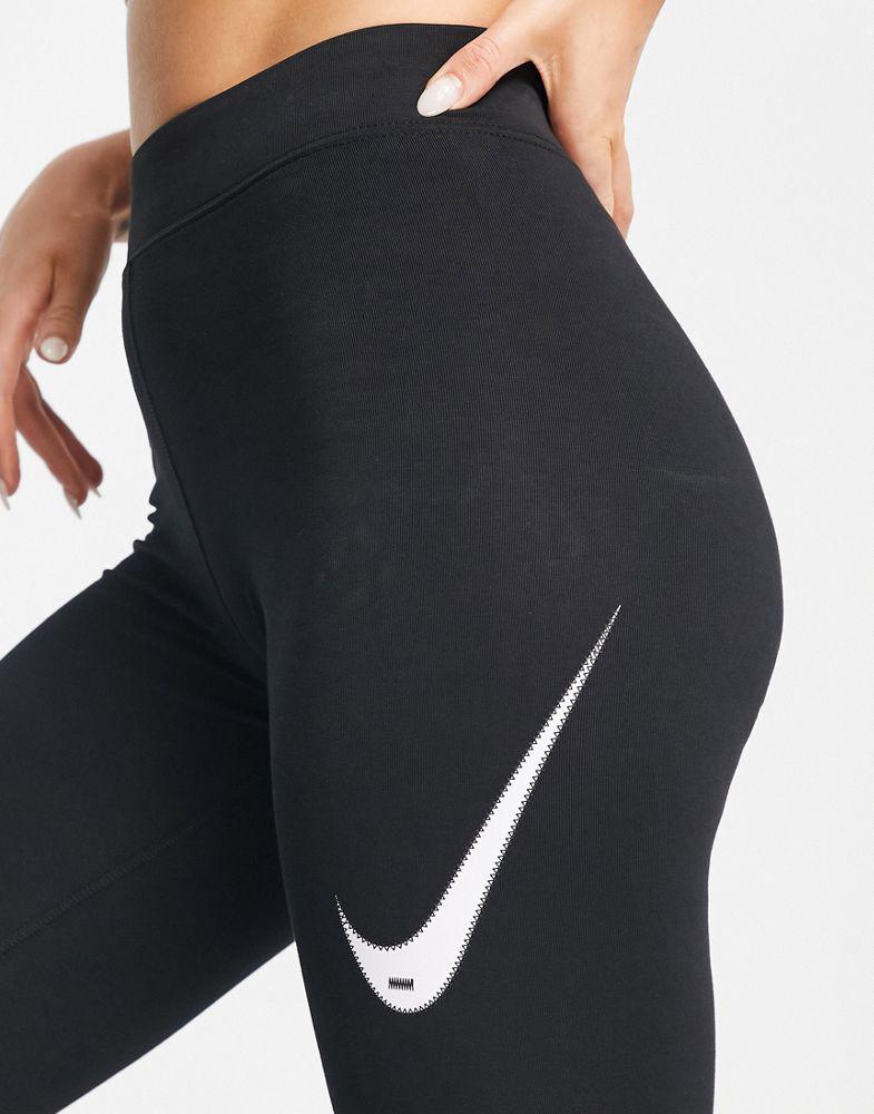 Nike Swoosh high rise leggings in black商品第3张图片规格展示