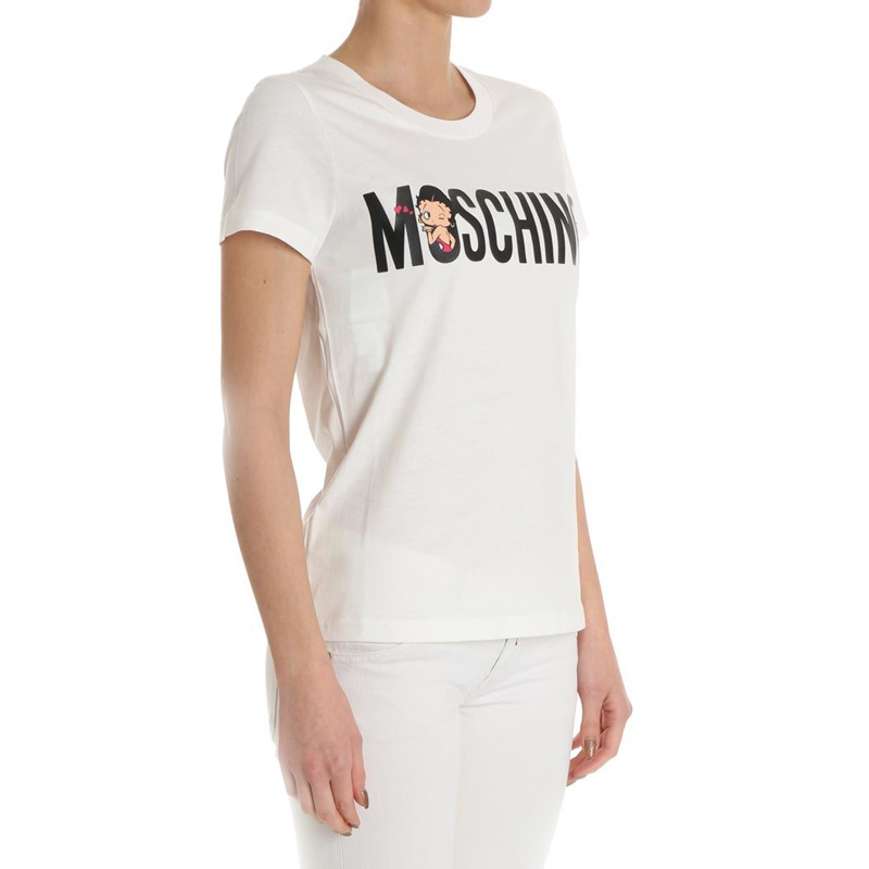 Moschino 莫斯奇诺 女士白色纯棉T恤 EA0707-0540-1001商品第2张图片规格展示