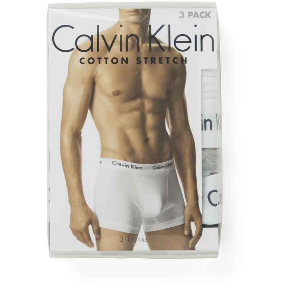 Calvin Klein Men's Cotton Stretch 3-Pack Trunks - Black/White/Grey Heather商品第6张图片规格展示
