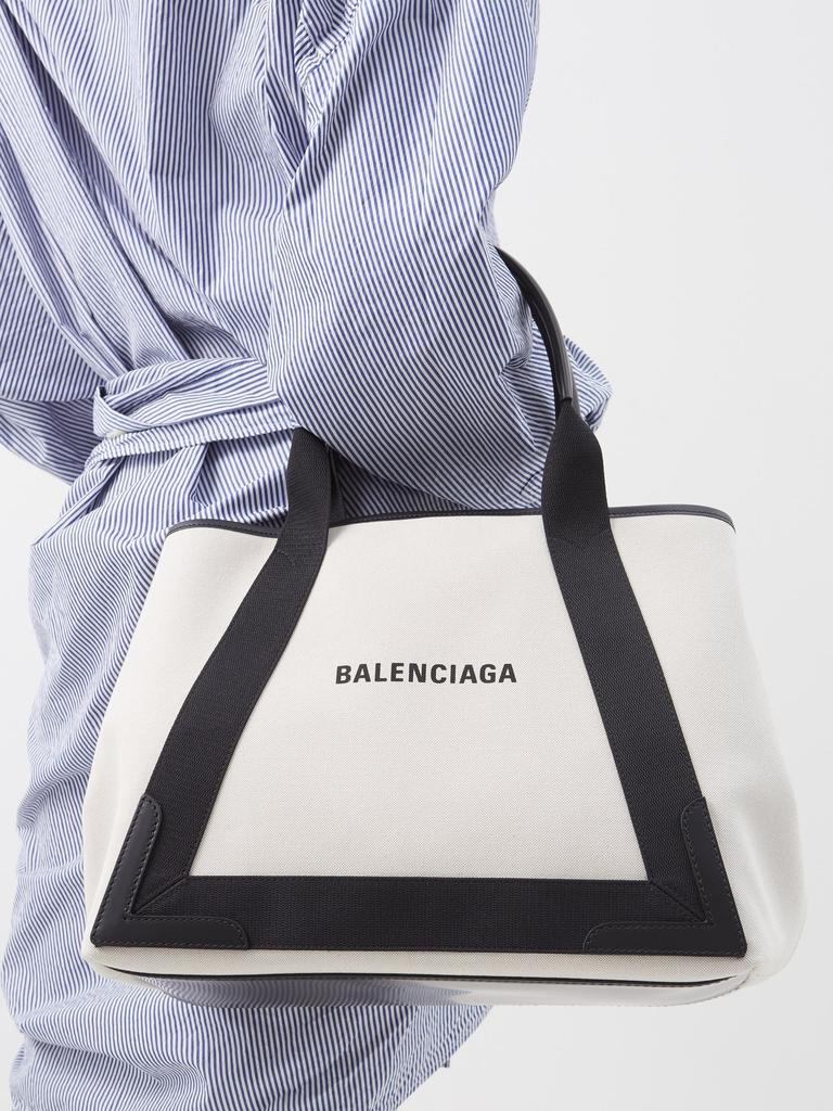 商品Balenciaga|Cabas M logo-print leather-trim canvas bag,价格¥7288,第5张图片详细描述