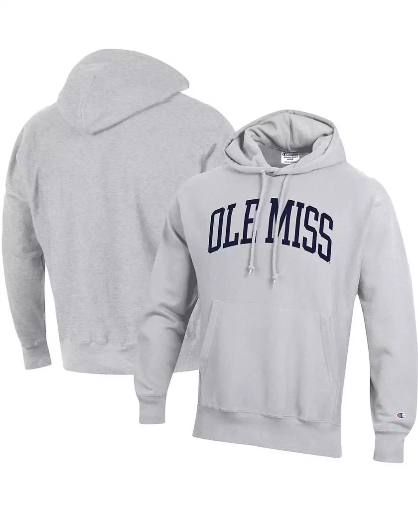 商品CHAMPION|Men's Heathered Gray Ole Miss Rebels Team Arch Reverse Weave Pullover Hoodie,价格¥638,第1张图片