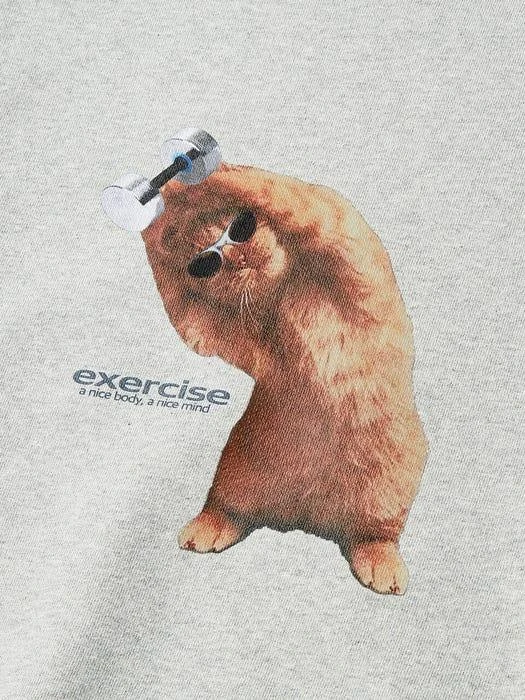 商品Exercise|Dumbbell Cat Sweatshirt (Gray),价格¥645,第5张图片详细描述
