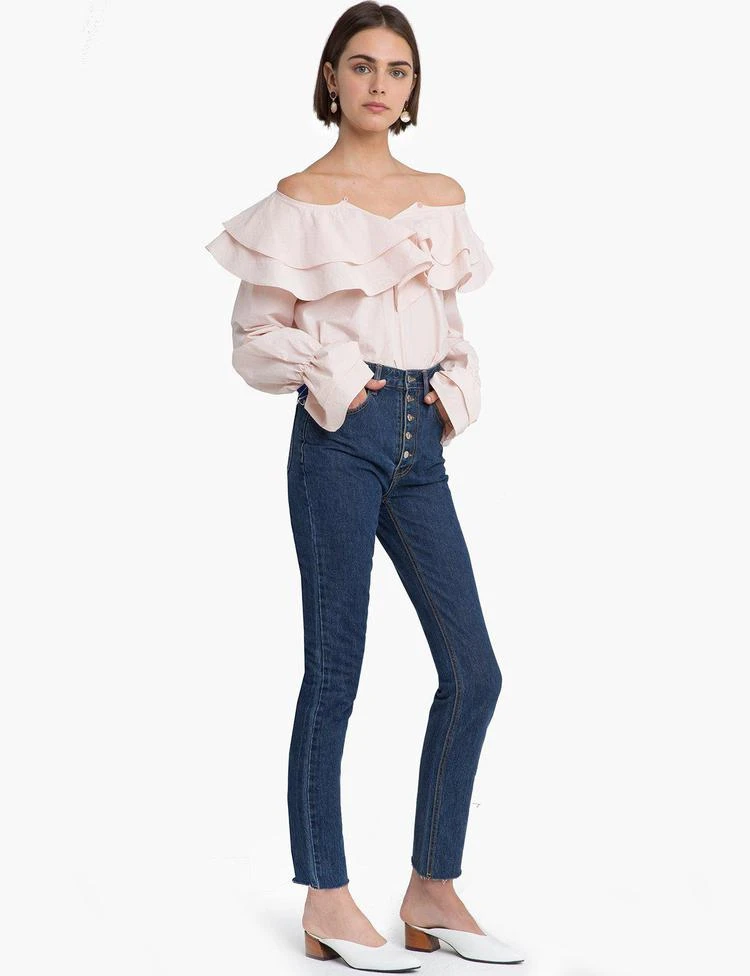 Pink Ruffle Off The Shoulder Shirt 商品