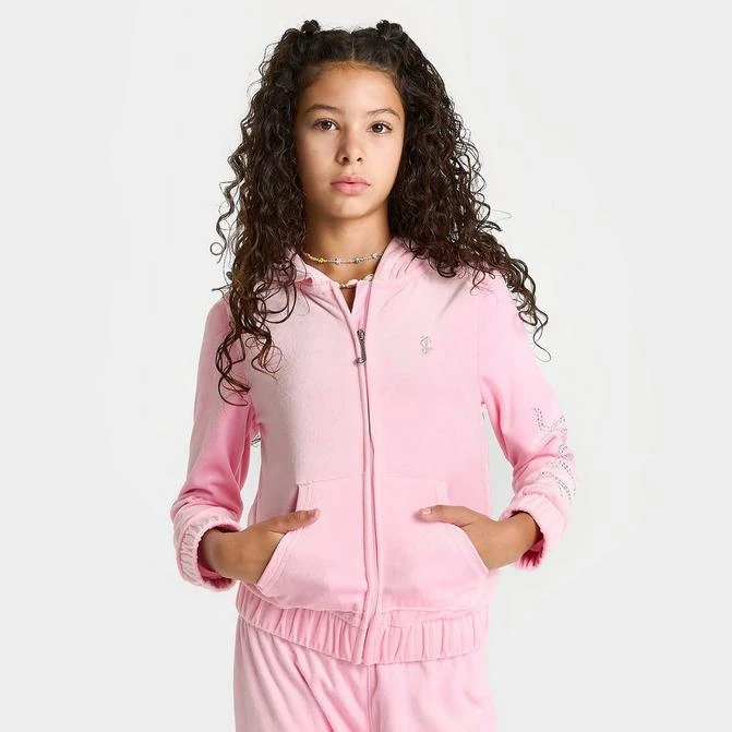商品Timberland|Girls' Juicy Couture Plush Velour Full-Zip Hoodie,价格¥223,第1张图片