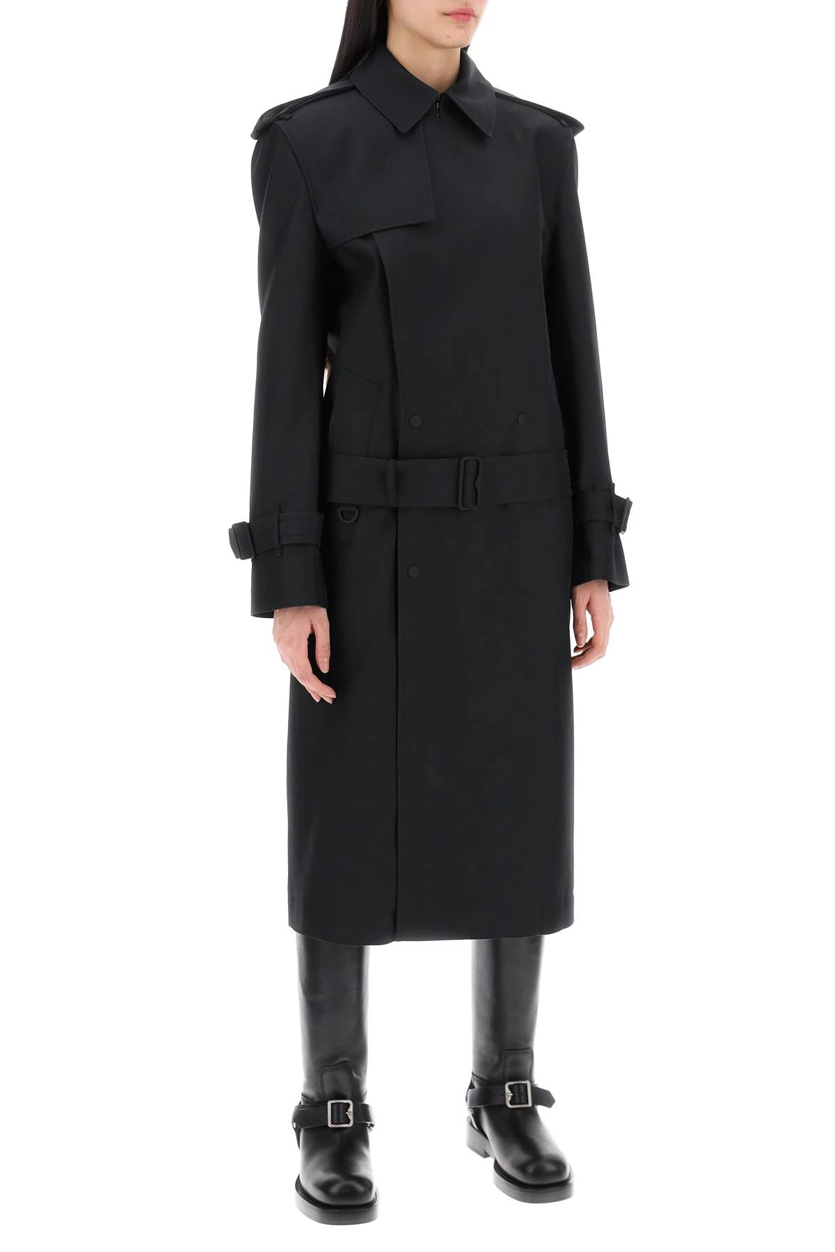 double-breasted silk twill trench coat 8088822 商品