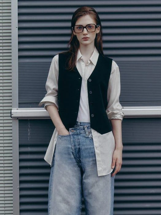 [Drama Signature] Cropped Button Down Vest 商品