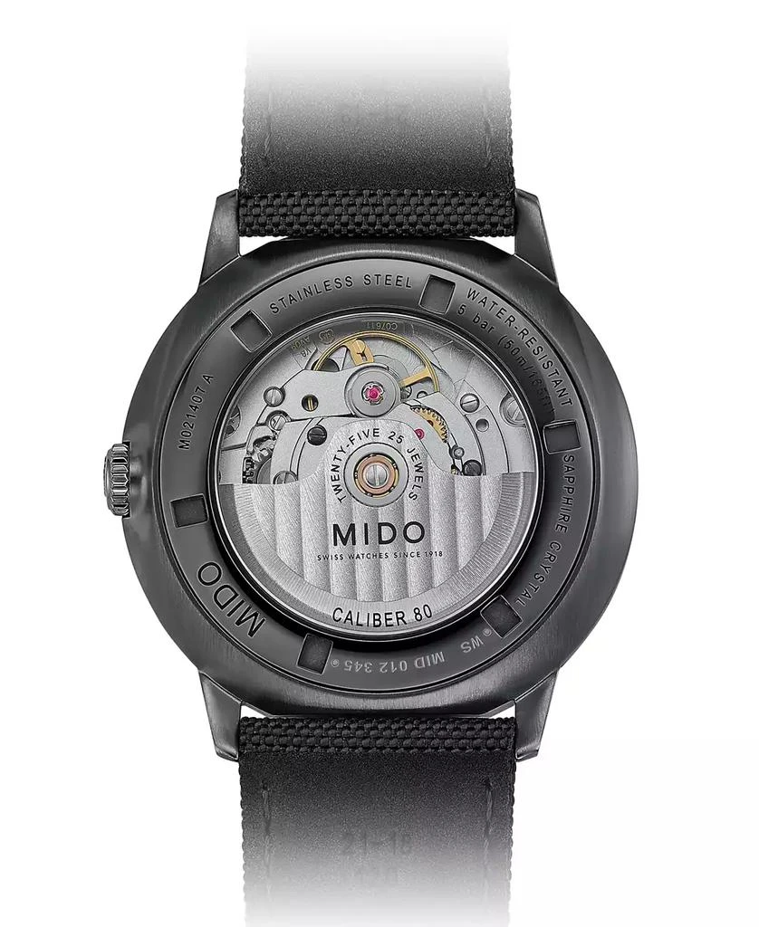 商品MIDO|Men's Swiss Automatic Commander Gradient Black Fabric Strap Watch 40mm,价格¥7564,第2张图片详细描述