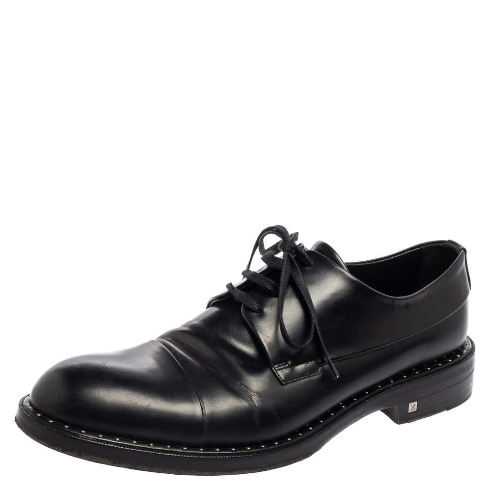 商品[二手商品] Louis Vuitton|Louis Vuitton Black Leather Lace Up Derby Size 42,价格¥3280,第1张图片