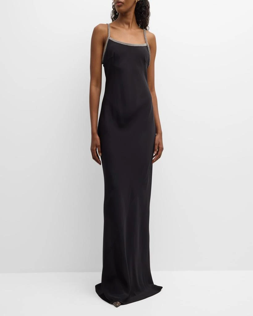 商品Brunello Cucinelli|Monili Trim Silk Slipdress,价格¥57382,第3张图片详细描述