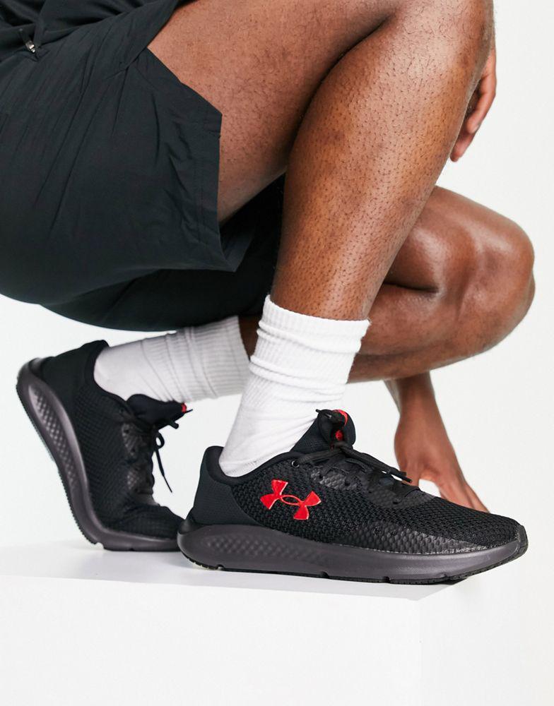 Under Armour Run Charged Pursuit 3 trainers in black商品第1张图片规格展示
