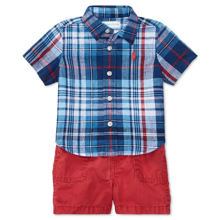 商品Ralph Lauren|Plaid Shirt & Twill Shorts Set, Baby Boys (0-24 months),价格¥276,第1张图片