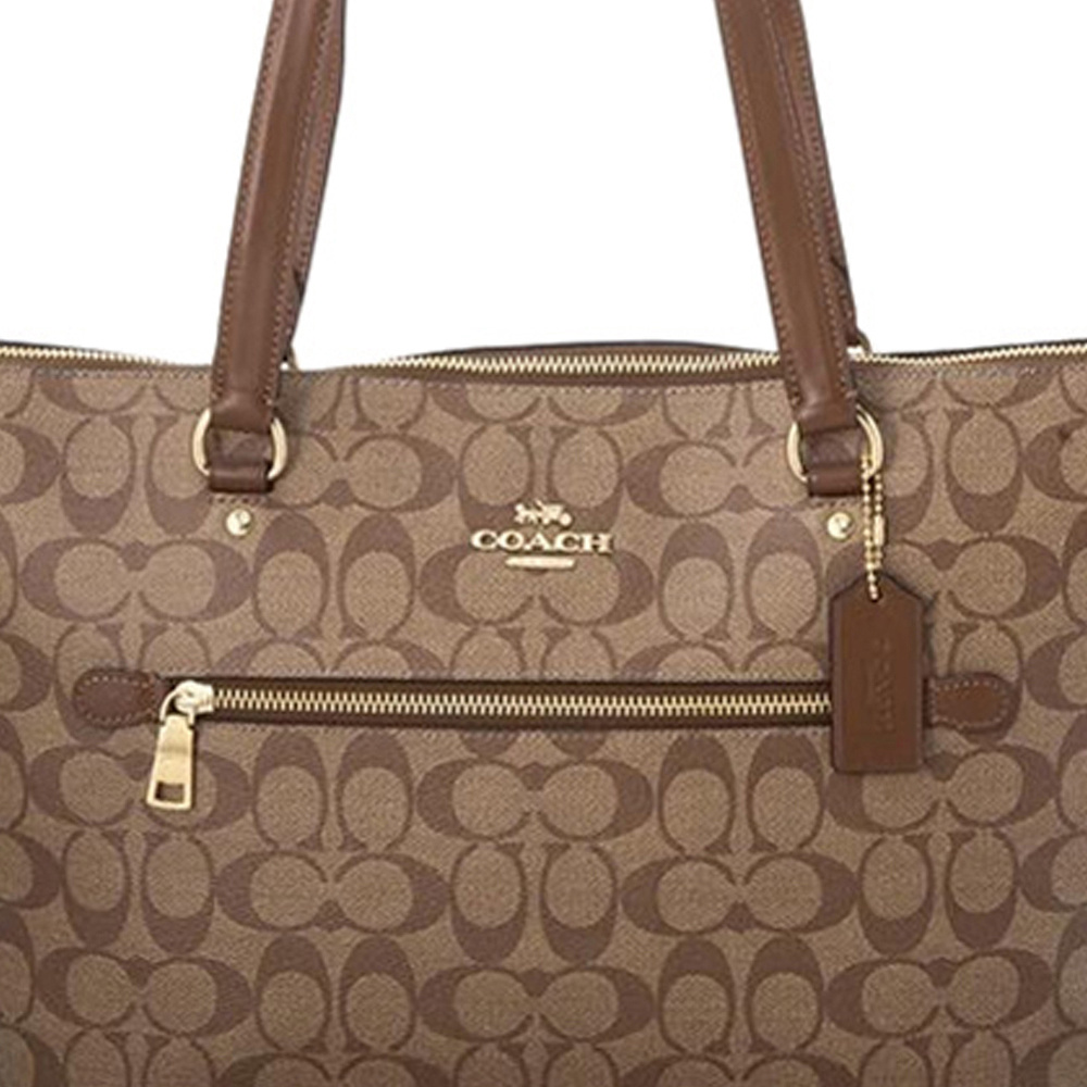 商品Coach|coach 女士大号棕色PVC手提单肩包 9609IME74,价格¥1163,第1张图片