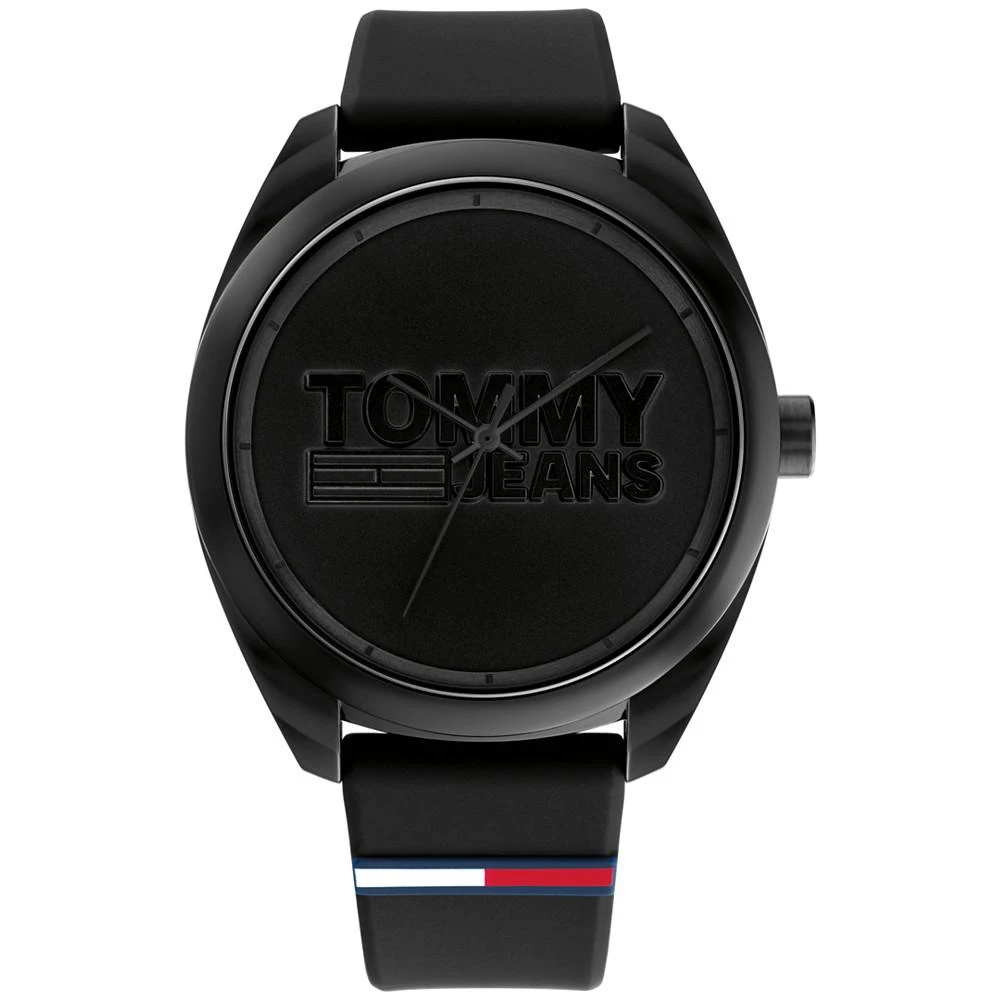 商品Tommy Hilfiger|Tommy Hilfiger Men's Black Silicone Strap Watch 44mm,价格¥605,第1张图片