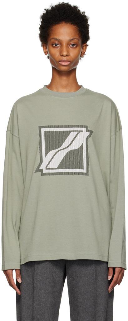 商品We11done|Khaki Bonded Long Sleeve T-Shirt,价格¥561,第1张图片
