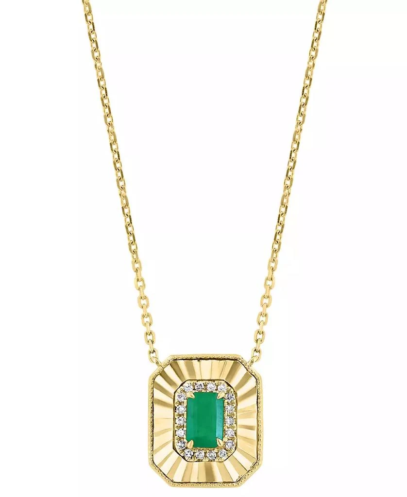 商品Effy|EFFY® Sapphire (5/8 ct. t.w.) & Diamond (1/10 ct. t.w.) Octagon Disc Pendant Necklace in 14k Gold, 17-1/4" + 3/4" extender (Also available in Emerald),价格¥7524,第1张图片